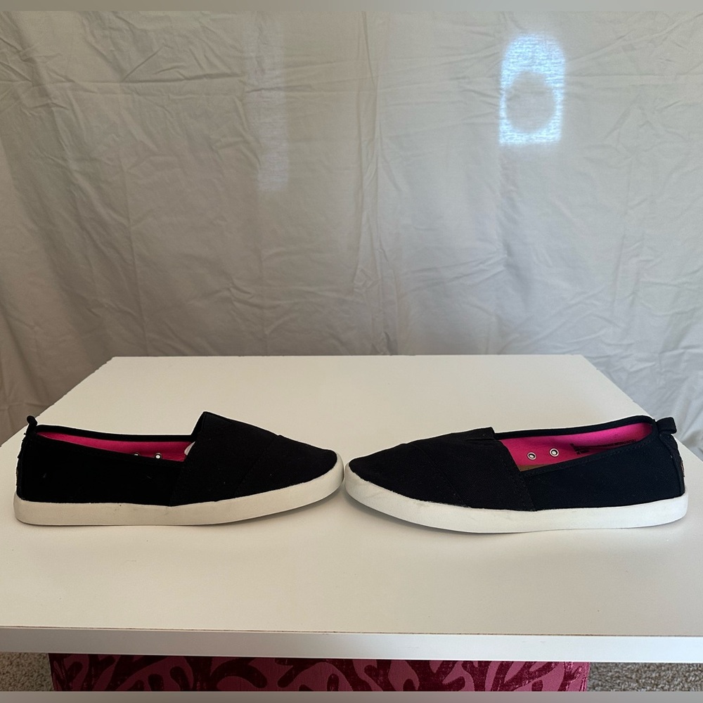 NWOT Casual Black Sneakers Mad Paw slip-on canvas 10 memory foam slides pink - Picture 10 of 14